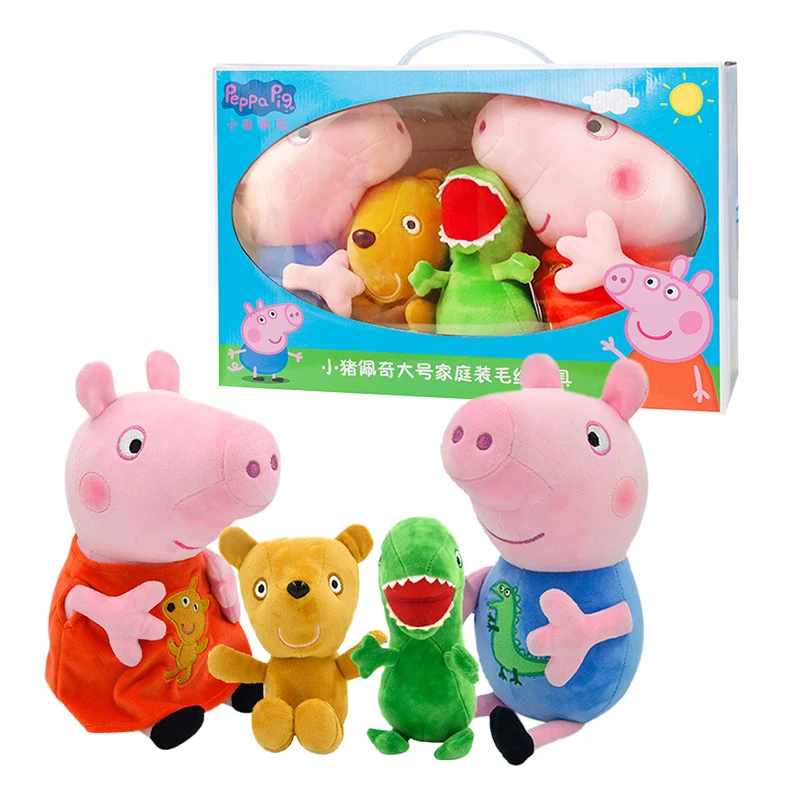 Peppa Pig familjeset för barn med George, dinosaurie, rosa docka och björn gosedjur 26 Set med mjukisdjur av Peppa Pig-karaktärer.