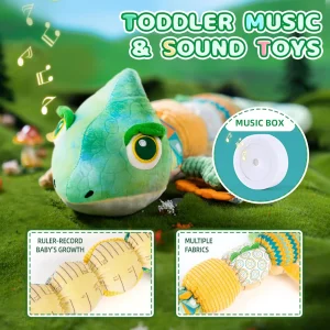 Musikaliskt chameleon gosedjur för nyfödda med skallra, prasselljud, bjällra och bitring 14 Musikaliskt chameleon gosedjur för nyfödda med skallra, prasselljud, bjällra och bitring