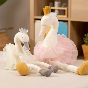 Swan gosedjur som plyschkudde, Skirt och rosa, 40–60 cm