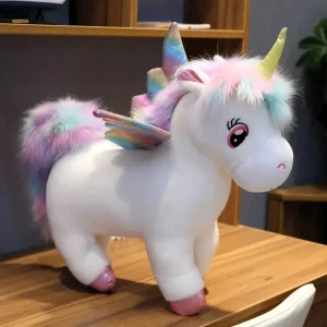 Kawaii enhörning gosedjur med vingar och fluffig man, mjuk kudde och födelsedagspresent 17 Kawaii enhörning gosedjur med vingar och fluffig man, mjuk kudde och födelsedagspresent