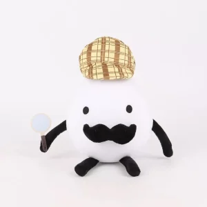 Detective Egg gosedjur med rund form, tecknad stil och animeinspirerad detektivdesign