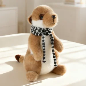 Meerkat gosedjur med realistisk, fluffig surikatdesign som mjuk vilddjursleksak, 22 cm