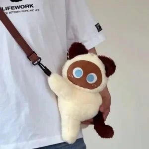 Svart kattunge-ryggsäck med stora ögon i kawaii-stil, rymlig crossbodyväska 19 Svart kattunge-ryggsäck med stora ögon i kawaii-stil, rymlig crossbodyväska