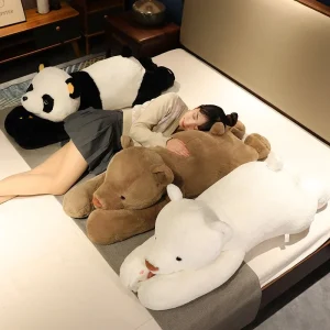 Björn gosedjur som söt kramkudde i kawaii-stil med panda, isbjörn och brun björn