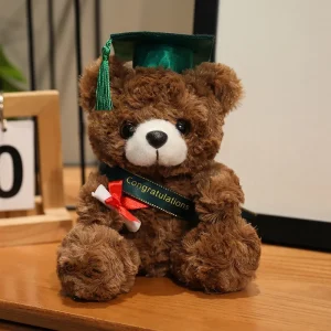 Björn gosedjur, Doctor-themed, wearing a doctor hat och söt, 18 cm