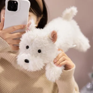 42 cm vit West Highland Terrier-valp som ett hund gosedjur med fluffig päls