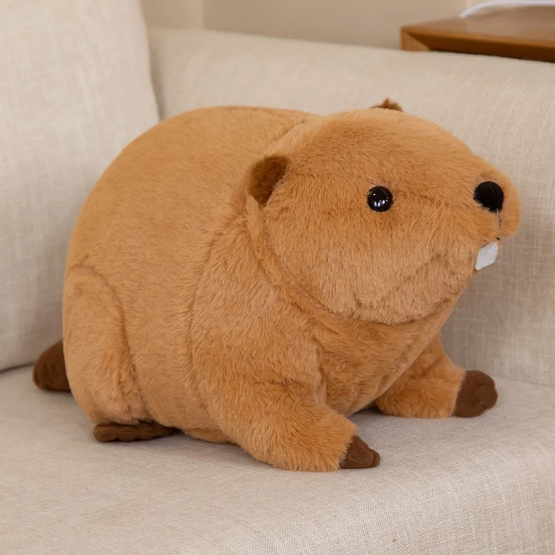 Kawaii-inspirerat nutria gosedjur som verklighetstrogen kramkudde med bävermotiv, 45–60 cm 20 En ensam brun nutria- eller bäverformad plyschkudde på neutral bakgrund.