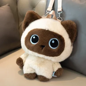 Kattryggsäck 50 cm i anime-stil, mjuk och rymlig för skolmaterial och förvaring