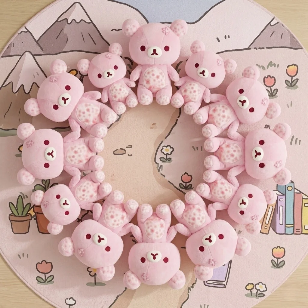 Rilakkuma björn gosedjur med körsbärsblommor, söt födelsedagspresent för barn, 40–50 cm 3 Rilakkuma björn gosedjur med körsbärsblommor, söt födelsedagspresent för barn, 40–50 cm - Bild 3