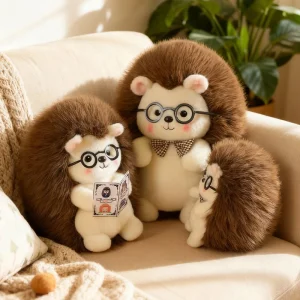 Brunt, fluffigt Hedgehog gosedjur med tecknad design och stående form, 23–40 cm