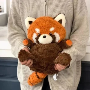 Panda gosedjur i tecknad stil med tvättbjörn, kramkudde för födelsedag, 25–35 cm