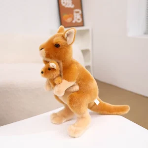 Alternative view of Känguru kängurumamma gosedjur med mamma och unge i stående form, orange, cirka 30 cm