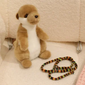 Meerkat gosedjur med realistisk, fluffig surikatdesign som mjuk vilddjursleksak, 22 cm
