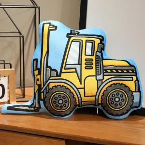 Tecknad kramkudde och sittdyna med bulldozer, grävmaskin och lastbil, present för barn 22 Tecknad kramkudde och sittdyna med bulldozer, grävmaskin och lastbil, present för barn