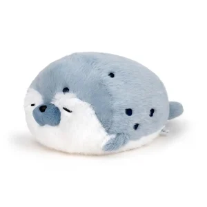 Alternative view of Mjuk kudde och säl gosedjur som havsutter i verklighetstrogen kawaii-stil, blåbrun