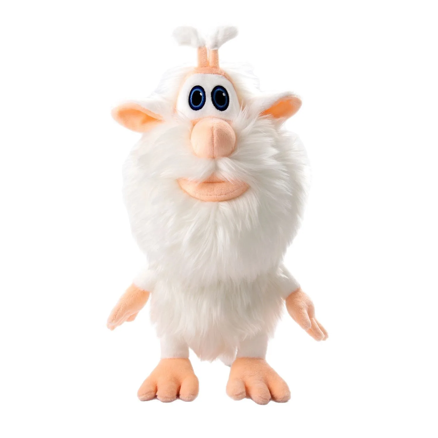 Booba, 30 cm mjuk och fluffig tecknad animefigur för skrivbordet och som sovkudde 20 Framsidan av Booba som vit plyschfigur.