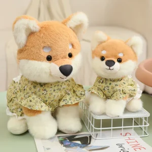 Shiba Inu som hund gosedjur och hundkudde, supersöt och klädd, 25–35 cm, julklapp