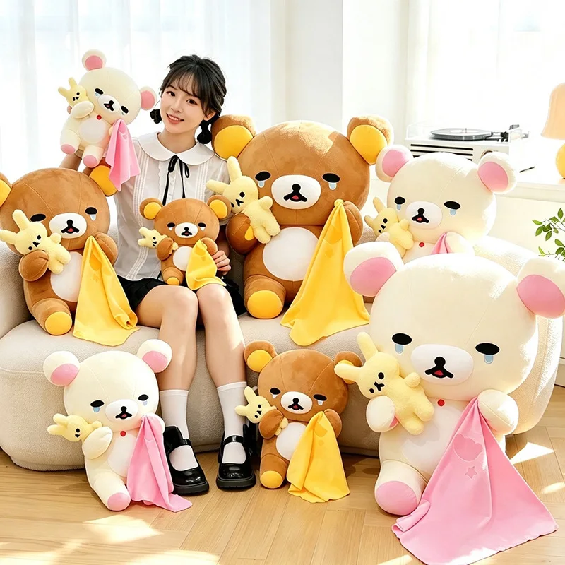Rilakkuma och Korilakkuma mjukisdocka med kaninleksak och filt, söt gråtande animefigur 2 Rilakkuma och Korilakkuma mjukisdocka med kaninleksak och filt, söt gråtande animefigur - Bild 2