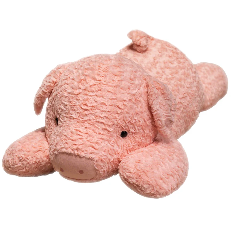Sött gris gosedjur som lång och stor kroppskudde för sömn, vila och stolsdekor 20 Rosa liggande gris gosedjur i lång kroppskuddeform.