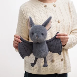 Grått kawaii Bat gosedjur från Broox, hängande tecknad figur för hemmet, 26 cm