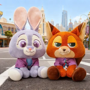 Kanin gosedjur från Zootopia med Judy och räven Nick, söt tecknad rumsdekoration, 35 cm