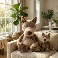 Wolf gosedjur i stor och busig stil, med skojigt uttryck för stresslindring och vila