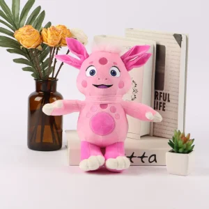 Djurfigurer som rosa gosedjur från rysk animerad tv-serie i animestil, 30 cm