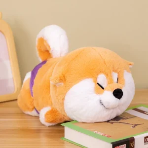 Sött Shiba Inu hund gosedjur som liggande kramkudde i tecknad stil, present till pojke 16 Sött Shiba Inu hund gosedjur som liggande kramkudde i tecknad stil, present till pojke