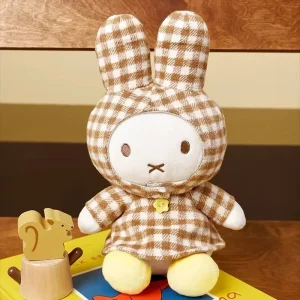 Miffy mjukt gosedjur med gulligt rutigt vintageutseende för skrivbord och hem
