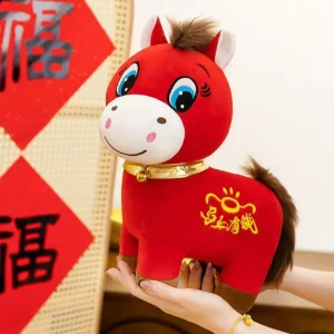 Zodiakmaskot för skrivbordet, horse gosedjur i par med gråtande och glada uttryck 8 Zodiakmaskot för skrivbordet, horse gosedjur i par med gråtande och glada uttryck