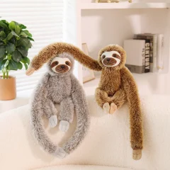 Sloth-gosedjur som mjuk plyschkudde och kramkudde med långa armar, 30–45 cm