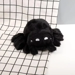 Lucas Friend Spider gosedjur, kawaii spindel i svart och vitt som mjuk kudde för barn