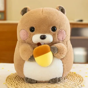 Kawaii hamster gosedjur som mjuk kramkudde, söt murmeldjurfigur som håller i mat, 30–40 cm
