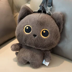 Kattryggsäck 50 cm i anime-stil, mjuk och rymlig för skolmaterial och förvaring