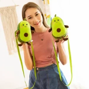 Axelväska med mjuka fruktfigurer, kawaii-design i tecknad stil och flera varianter