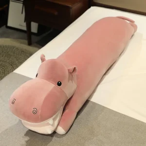 Hippo gosedjur som lång kramkudde och ryggkudde, tecknad kawaii-design för sovrum 15 Hippo gosedjur som lång kramkudde och ryggkudde, tecknad kawaii-design för sovrum