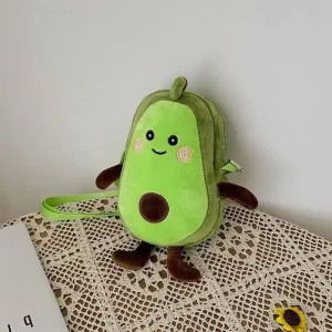 Axelväska med mjuka fruktfigurer, kawaii-design i tecknad stil och flera varianter