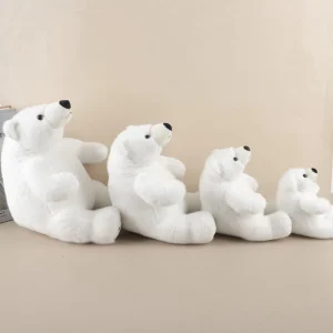 Sittande björn gosedjur med stora fötter, röd halsduk och fluffig rund form, 15–30 cm 13 Sittande björn gosedjur med stora fötter, röd halsduk och fluffig rund form, 15–30 cm