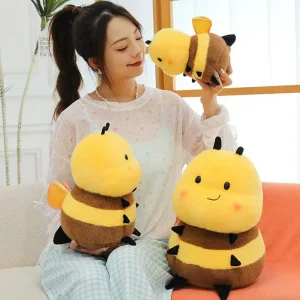 Kawaii-stil på gult bi gosedjur med höglandsprägel och springande pose, 20–60 cm