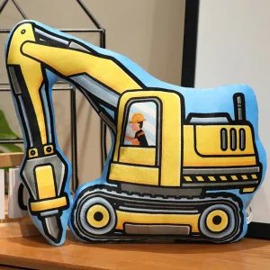Tecknad kramkudde och sittdyna med bulldozer, grävmaskin och lastbil, present för barn 24 Tecknad kramkudde och sittdyna med bulldozer, grävmaskin och lastbil, present för barn