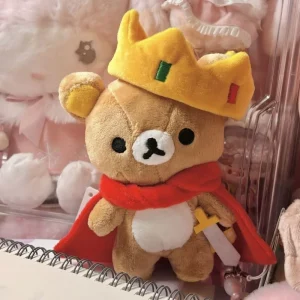 Rilakkuma-nyckelring i kungadräkt med hatt och kudde, present till flickvän