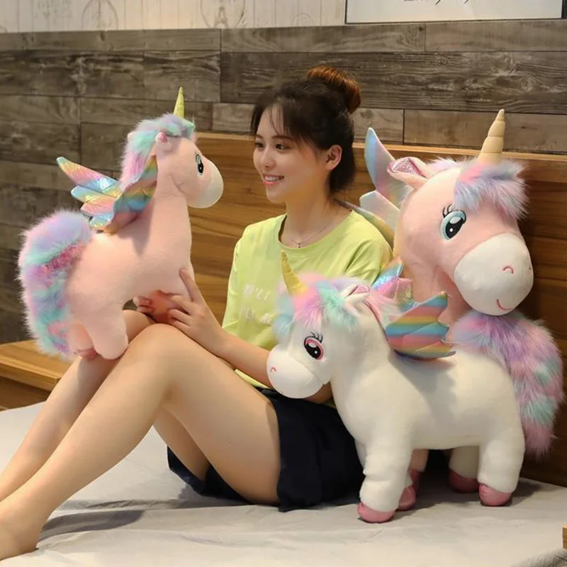 Kawaii enhörning gosedjur med vingar och fluffig man, mjuk kudde och födelsedagspresent 2 Kawaii enhörning gosedjur med vingar och fluffig man, mjuk kudde och födelsedagspresent - Bild 2