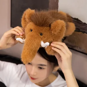 35 cm brunt mammutgosedjur i kawaii-stil, mjukt elefant gosedjur med lång snabel