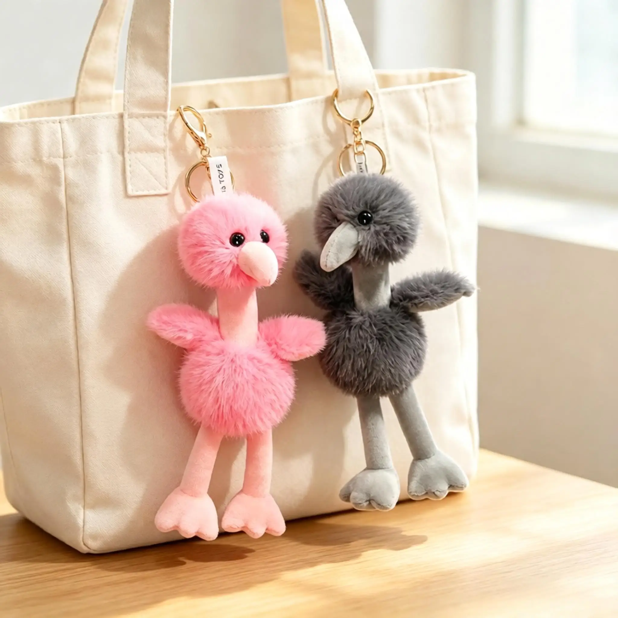 Söt och fluffig strutsfigur 20 cm som ryggsäcks- och väskhänge, dekoration för skrivbord 5 Söt och fluffig strutsfigur 20 cm som ryggsäcks- och väskhänge, dekoration för skrivbord - Bild 5