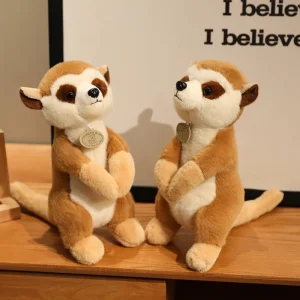 Meerkat gosedjur i naturtrogen lemurdesign, mjukt anime-djur för skrivbord och barn