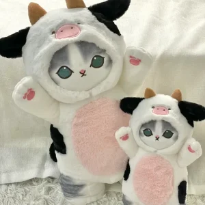 Mofusand katt gosedjur med kawaii cosplaydräkter som dinosaurie och ko, 30–50 cm