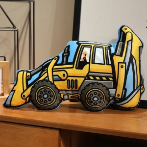 Tecknad kramkudde och sittdyna med bulldozer, grävmaskin och lastbil, present för barn 19 Tecknad kramkudde och sittdyna med bulldozer, grävmaskin och lastbil, present för barn