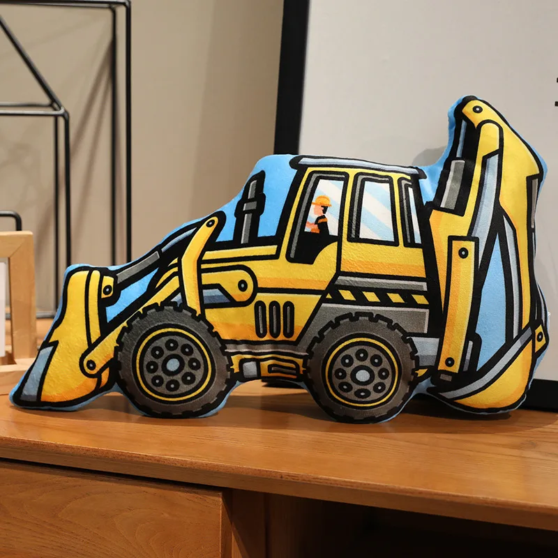 Tecknad kramkudde och sittdyna med bulldozer, grävmaskin och lastbil, present för barn 7 Tecknad kramkudde och sittdyna med bulldozer, grävmaskin och lastbil, present för barn - Bild 7