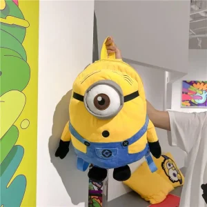 Ryggsäck med Minionsmotiv i söt kawaiistil, tecknad design och förvaring för skolan