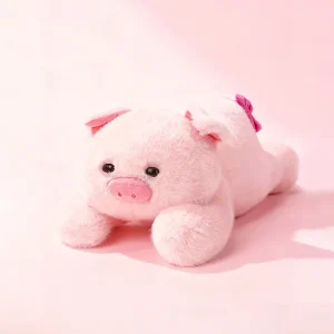Sött rosa gris gosedjur som mjuk kawaii-prydnadskudde för soffan och present till vuxen